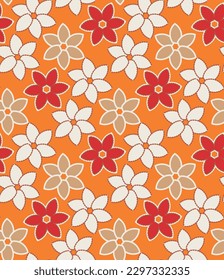 Abstract Petal Flowers Vector Seamless Pattern Trendy Fashion Colors Sweet Floral Decorative Print Element Perfect for Allover Fabric Print or Wrapping Paper Orange Background