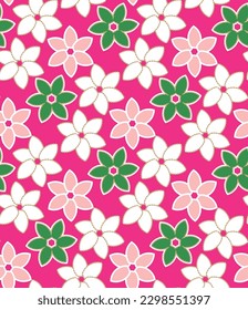 Resumen Flores Petales Vector Patrón sin inconvenientes Colores de moda Dulce Floral Elemento de impresión Decorativo Perfecto para Allover Tela Imprimir o envolver Papel Fuchsia Fondo