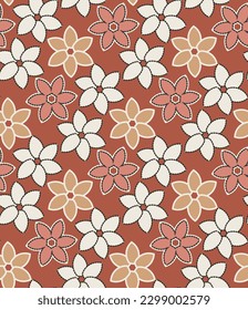 Abstract Petal Flowers Vector Seamless Pattern Trendy Fashion Colors Sweet Floral Decorative Print Element Perfect for Allover Fabric Print or Wrapping Paper Amber Brown Background