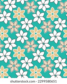 Abstract Petal Flowers Vector Seamless Pattern Trendy Fashion Colors Sweet Floral Decorative Print Element Perfect for Allover Fabric Print or Wrapping Paper Tiffany Blue Background