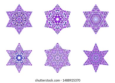 Abstract petal ornament star polygon collection - geometrical pentagonal ornamental vector designs elementss