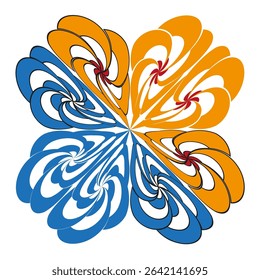 Abstract petal symbol. Colorful floral shape. Swirl symmetry figure. Vector ornamental design.