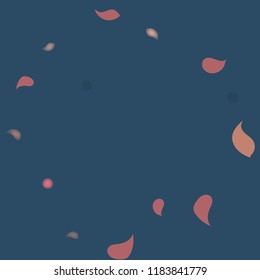 Abstract petals confetti. Blue background. Falling pink petals decoration vector. Romantic valentine wedding celebration design for invitation card. Natural floral flying dynamic illustration design