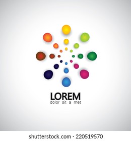 abstract petals of flower or concentric ring & circles - vector graphic icon.