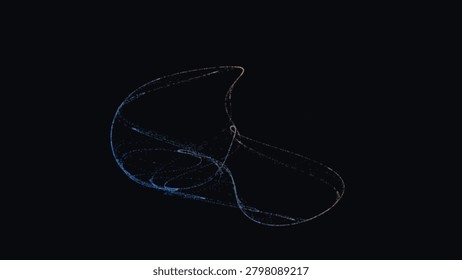 Abstract peter de jong mathematical chaos attractor loop on black background