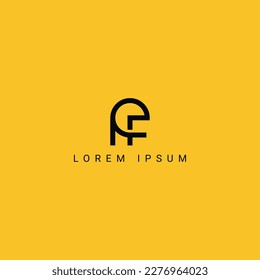 Abstract PF FP letter simple minimal style business logo design vector element.