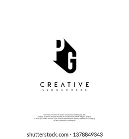 abstract PG logo letter in shadow shape design concept