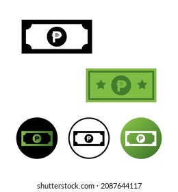 Abstract Philippine Peso Banknote Icon Illustration