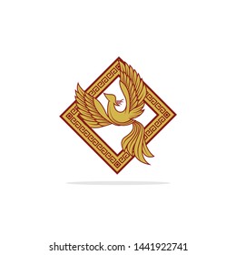 Abstract Phoenix bird Ancient Symbol ethnic animal myth logo design vector