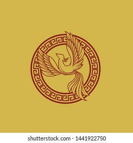 Abstract Phoenix bird Ancient Symbol ethnic animal myth logo design vector