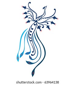 A abstract of a phoenix bird flying into the sky.