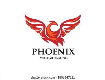 abstract phoenix bird logo design