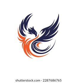 Abstract Phoenix Bird Logo Design with Stylish Lines Art Graphic Style.