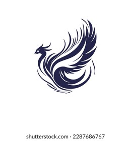 Abstract Phoenix Bird Logo Design with Stylish Lines Art Graphic Style.