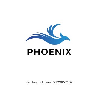 abstraktes Phoenix-Logo, blauer Phönix im Flug Logo Design Inspiration