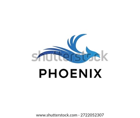 abstract phoenix logo, blue phoenix in flight logo design inspiration