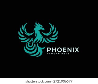 Logotipo abstracto de Phoenix, vuelo azul de Phoenix, agitando sus alas, inspiración de diseño de logotipo