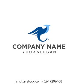 Abstract phoenix logo design with blue color