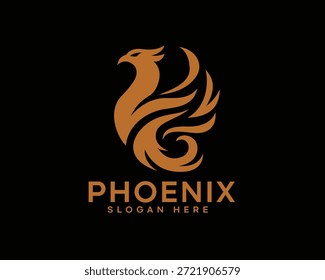 abstraktes Phoenix-Logo, abstrakte goldene Phoenix-Logo-Design-Inspiration