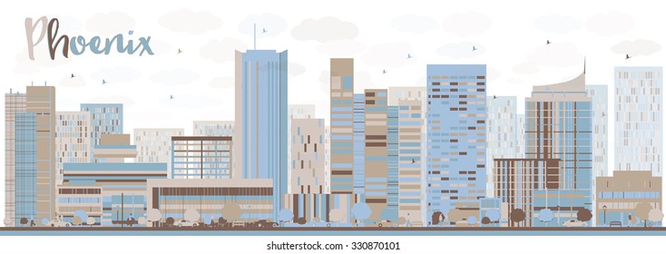 Abstract Phoenix Skyline with Color Buildings. Vector Illustration. Business travel and tourism concept with modern buildings. Image for presentation, banner, placard and web site.