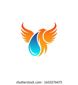 abstract phoenix with water drop symbol