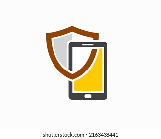 abstract Phone Shield line art logo symbol designs concept template vector, Phone Secure logo symbol