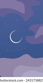 Abstract Phone Wallpaper Instagram Stories Fantasy Landscape Background Moon Stars Falling Purple Pink Vector Design