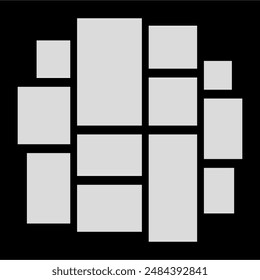 abstract photo frames and digital photo wall template
