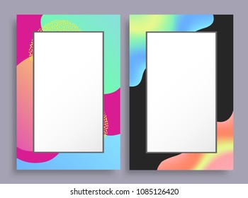 Abstract photoframes with blurred pattern on borders, empty frames with place for text, vector illustration of mockup of identity posters isolated on white