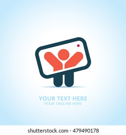 Abstract photography logo, design concept, emblem, icon, flat logotype element for template.