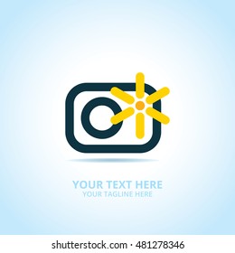 Abstract photography logo, design concept, emblem, icon, flat logotype element for template.