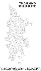 Abstract Phuket map isolated on a white background. Triangular mesh model in black color of Phuket map. Polygonal geographic scheme designed for political illustrations.