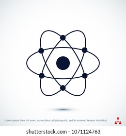 abstract physics science model icon, stock vector illustration flat design style