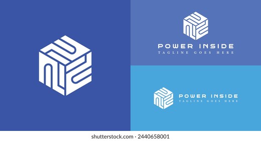 Abstract PI or IP logo letter initial polygonal Logo in blue color isolated on multiple background colors. Abstract letter PI logo applied for business technology logo design inspiration template