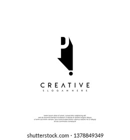 abstract PI logo letter in shadow shape design concept