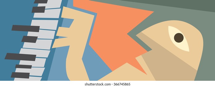 Abstract Piano Art Background, Keys (Vector Art)