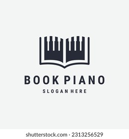 Abstract Piano keyboard book logo design icon vector