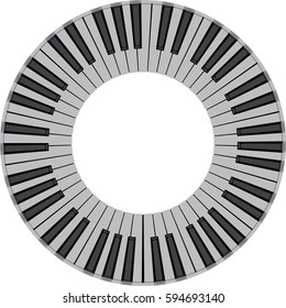 Abstract piano keyboard in a circle 