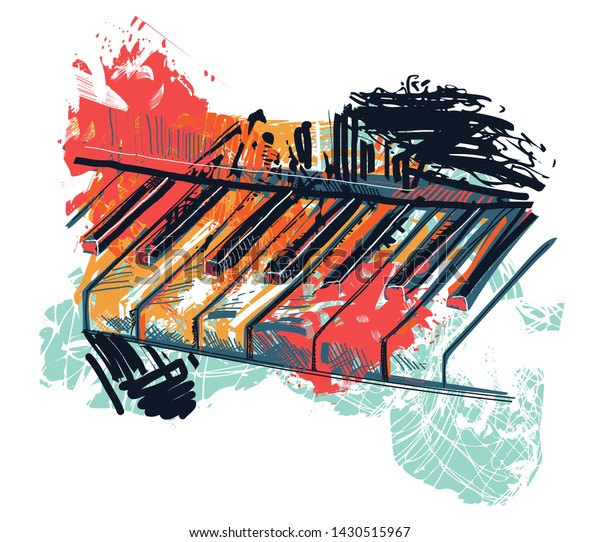 Abstract Piano Keyboard Watercolor Sketch Style Stock Vector Royalty Free 1430515967