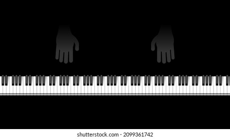 Abstract Piano Keys Music Keyboard Instrument With Hands Song Melody Vector Design Style