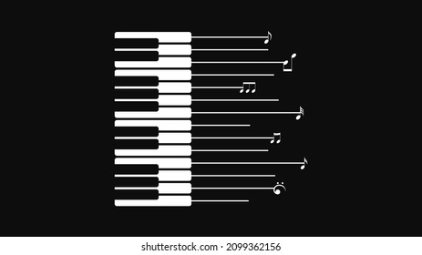 Abstract Piano Keys Music Keyboard With Notes Instrument Song Melody Vector Design Style
