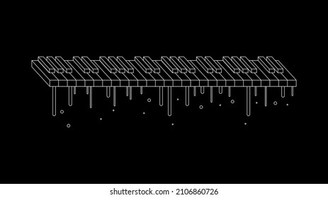 Abstract Piano Keys Music Keyboard Instrument With Melting Paint Keys Song Melody Vector Design Style