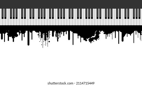 Abstract Piano Keys Music Keyboard Instrument With Melting Blots Keys Song Melody Vector Design Style