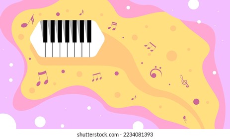 Abstract Piano Keys Music Keyboard Instrument Song Melody Vector Design Style