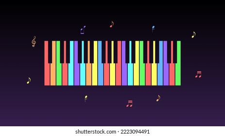 Abstract Piano Keys Music Rainbow Keyboard Instrument Song Melody Vector Design Style