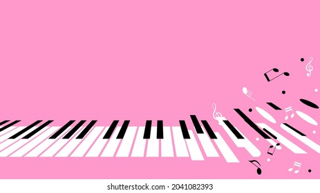 Abstract Piano Keys With Notes Music Keyboard Instrument Doodle Outline Melt Song Melody Vector Design Style