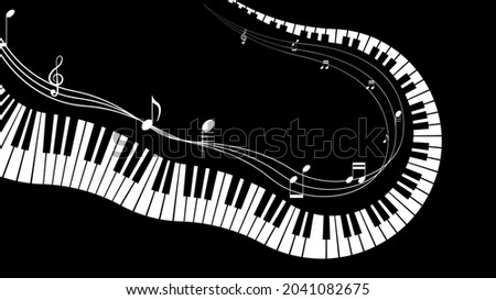 Abstract Piano Keys With Notes Music Keyboard Instrument Doodle Outline Melt Song Melody Vector Design Style