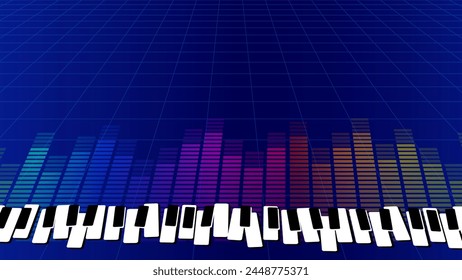 Abstract piano keys on rainbow equalizer. Used for decoration, advertising design, websites or publications, banners, posters and brochures.