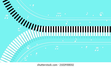 Abstract Piano Music Keyboard Instrument With Flying Keys And Notes Song Melody Audio Sound Vector Design Style Concept For Concert, Performance, Relax