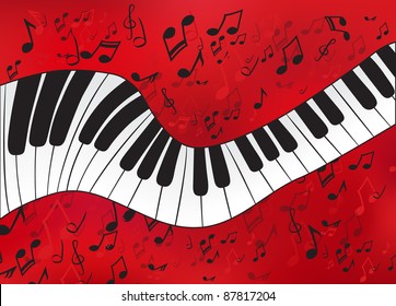 Abstract Piano With Scores On The Background